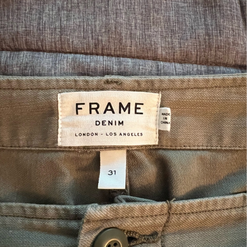 FRAME Cropped Cargo Utility Mid Rise Cargo Cotton Pants Military Green US 31 - Picture 3 of 10